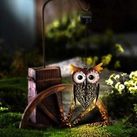 Petrala Solar Lantern Lights Hanging Outdoor Vintage Cute Owl Metal Lanterns 7 Lumens Brown For Garden Patio Porch Christmas Decoration Gifts