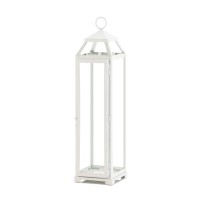 Tall Country White Open Top Lantern