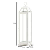 Tall Country White Open Top Lantern