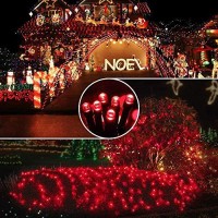 Joomer Red Solar Christmas Lights 39Ft 100 Led 8 Modes Solar String Lights Waterproof Solar Fairy Lights For Christmas Decorations