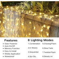 Joomer Solar Christmas Lights 39Ft 100 Led 8 Modes Solar String Lights Waterproof Solar Fairy Lights For Christmas Decorations (Warm White)