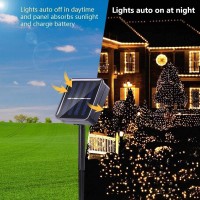 Joomer Solar Christmas Lights 39Ft 100 Led 8 Modes Solar String Lights Waterproof Solar Fairy Lights For Christmas Decorations (Warm White)