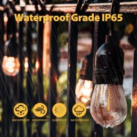 Foxlux Solar String Lights 48 Ft Led Outdoor String Lights Shatterproof Waterproof Pergola Lights 15 Hanging Sockets Lig