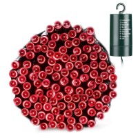 Joomer Red Battery Chrismas Lights, 66Ft 200Led Fairy Lights Battery Operated Timer 8 Modes Waterproof For Outdoor Home Garden Party Holiday Christmas Trees Decoration