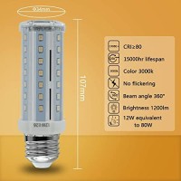 Led Light Bulb 100W Equivalent 1200 Lumen 3000K Warm White 10W Led Corn E26 Light Bulb Base Non-Dimmable Ceiling Fan Corn Lighting For Home, Garage, Indoor,High Brightness (Warm White,100W Equivalent)