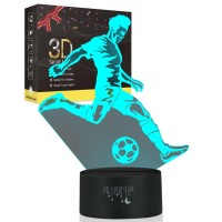 Soccer Night Light For Kids, Led Lights 3D Optical Illusion Lamp Bedroom Decor Lighting Nightlight With Smart Touch 7 Colors, Cool Gifts Toys For Girls Boys Sports Fans 2 3 4 5 6 7 8 9 10+ Year Old