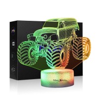 3D Night Lights For Children Kids Night Lamp Monster Trucks For Boys 7 Led Colors Changing Lighting Car Shape Acrylic Lighti