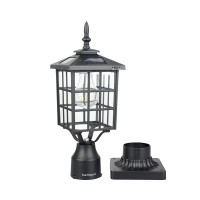 Kemeco St4224Q-A Solar Post Light Outdoor, Landscape Led Squared Frame Fixture With 3