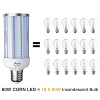 Auzilar 60W Led Corn Light Bulb (E39 Large Mogul Base) 6000Lm 6500K Cool White, For Metal Halide Hid Hps Replacement Garage Parking Lot High Bay Warehouse Street Lamp Lighting, 85V-265V