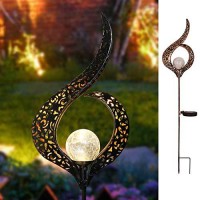 Homeimpro Outdoor Solar Lights Garden Stake Lights, Crackle Glass Globe,Waterproof Led Christmas Gift Fairy Lights For Pathway,Lawn,Patio Or Courtyard (Bronze)