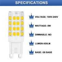 Sumvibe G9 Led Bulb 5W, 40W G9 Halogen Bulb Replacement, 420Lm, Warm White 3000K, Ac100V-240V, G9 Base Non-Dimmable Light Bulbs, 12-Pack