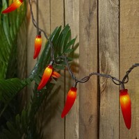 35-Count Red Chili Pepper Patio String Light Set, 22.5Ft Brown Wire