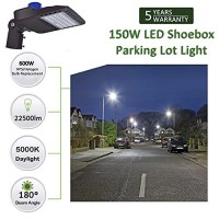 Szgmjia 150W Parking Lot Lighting, 22,500 Lumen Super Bright 5000K Daylight White Replaces 600W Halide Slip Fit Mount Led Street Lights Shoebox Pole Lights With Photocell