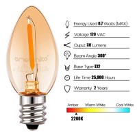 Emotionlite Night Light Bulbs, Amber Led C7 Bulb, 4W 5W 6W 7W Equivalent, E12 Candelabra Base, Salt Lamp And Nightlight Replacement Bulb, 0.5W, Amber Yellowish 2200K, 50Lm, Amber, 4 Pack