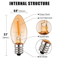 Emotionlite Night Light Bulbs, Amber Led C7 Bulb, 4W 5W 6W 7W Equivalent, E12 Candelabra Base, Salt Lamp And Nightlight Replacement Bulb, 0.5W, Amber Yellowish 2200K, 50Lm, Amber, 4 Pack