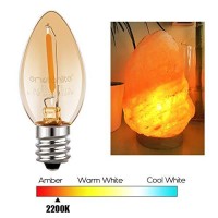 Emotionlite Night Light Bulbs, Amber Led C7 Bulb, 4W 5W 6W 7W Equivalent, E12 Candelabra Base, Salt Lamp And Nightlight Replacement Bulb, 0.5W, Amber Yellowish 2200K, 50Lm, Amber, 4 Pack