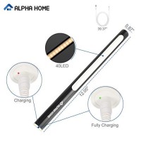 Alpha Home 40 Led Closet Light, Portable Usb Rechargeable Sport Cupboard Light, Stick On Anywhere Magnetic Led Night Light,Black