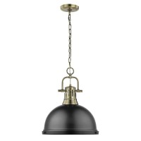 Golden Lighting 3602-L Pw-Blk Duncan Pendant, Pewter With Matte Black Shade