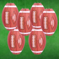 Uniqooo 6Pcs American Football Super Sports Lantern Party Decoration Set Lrg 12 Inch Hanging Japanese Paper Lanterns Easy Ass