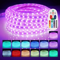 Led Strip Lights, Remote Controller Rgb Waterproof Rope Light, Flexible Multi-Color Change Led Strip Rope Wire Light For Party Holiday Home Decoration 5050 Smd 60 Leds/M 110V 40 Ft