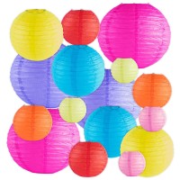 Super Z Outlet 16 Pack Assorted Colorful Decorative Chinesejapanese Floating Sky Paper Lanterns Metal Frame For Events Party D