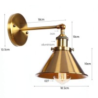 Ganeep Vintage Industrial 1-Lights Wall Sconce Lights Wandlamp Retro Gold Adjustable Iron Wall Lamp 110V-240V E27 Indoor Bedroom Bathroom Balcony Bar Aisle Lamp (Size : D)