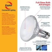 Explux Commercial-Grade Led Par30 Flood Light Bulb, 75W Equivalent, 40000 Hours, Dimmable, Full-Glass Waterproof & Anti-Ageing, Soft White 2700K, 6-Pack