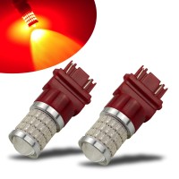 Ibrightstar Newest 9-30V Flashing Strobe Blinking Brake Lights 3157 3057 3156 3056 Led Bulbs With Projector Replacement For Tail Brake Stop Lights, Brilliant Red