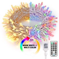 Brizlabs Color Changing Christmas Lights, 115Ft 300 Led Fairy String Lights, 11 Modes Warm White & Multicolor Christmas Tree Lights, Dimmable Plug In Light With Remote For Outdoor Indoor Xmas Decor