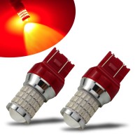 Ibrightstar Newest 9-30V Flashing Strobe Blinking Brake Lights 7440 7443 T20 Led Bulbs With Projector Replacement For Tail Brake Stop Lights, Brilliant Red