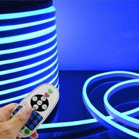 Led Neon Light, Iekov� Ac 110-120V Flexible Led Neon Strip Lights, 120 Leds/M, Dimmable, Waterproof 2835 Smd Led Rope Light + Remote Controller For Home Decoration (65.6Ft/20M, Blue)