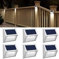 Jsot Outdoor Solar Lights, Solar Powered Deck Lights, Waterproof Outside Lights For Garden Backyard Patio Yard Fence Post Stair Step Wall Railing Lighting, 3Led Cool Light 6 Pack