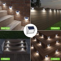 Jsot Outdoor Solar Lights, Solar Powered Deck Lights, Waterproof Outside Lights For Garden Backyard Patio Yard Fence Post Stair Step Wall Railing Lighting, 3Led Cool Light 6 Pack