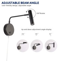 Joossnwell Wall Lights With Plug In Cord, Industrial Wall Lamps For Bedroom With On Off Switch Warm White 3000K Black-1 Pack