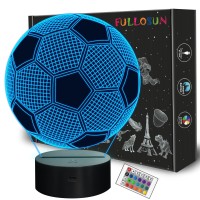 Fullosun Kids Night Light Soccer 3D Optical Illusion Lamp With Remote Control 16 Colors Changing Football Birthday Xmas Valentin