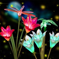 Anpro Solar Garden Lights - Outdoor Solar Garden Stake Lights With 6 Lily Flower Butterflies Combination,Waterproof Multi-Color Changing Flower Lights For Patio Yard Villa Lawn,Decorations