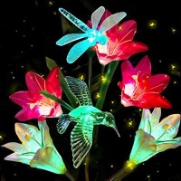 Anpro Solar Garden Lights - Outdoor Solar Garden Stake Lights With 6 Lily Flower Butterflies Combination,Waterproof Multi-Color Changing Flower Lights For Patio Yard Villa Lawn,Decorations