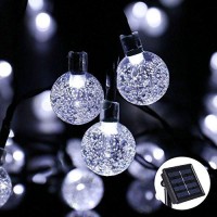 Toodour Solar String Lights 50 Led 29.5Ft Solar Patio Lights With 8 Modes, Waterproof Crystal Ball String Lights For Patio, Lawn, Party, Wedding, Garden, Easter Decorations (White)