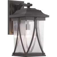 Progress Lighting Abbott Collection 1-Light Clear Seeded Glass Craftsman Outdoor Large Wall Lantern Light Antique Bronze, 20.25X10.38X10.38