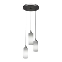 Empire 3 Light Cluster Pendalier Shown In Brushed Nickel Finish With 4 White Matrix Glass