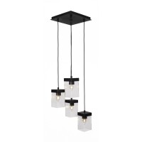 Nouvelle 4 Light Cord Cluster Pendalier Shown In Espresso Finish With 4 Clear Bubble Glass