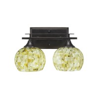 Uptowne 2 Light Bath Bar Shown In Dark Granite Finish With 6 Mystic Seashell Glass