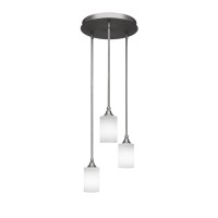 Empire 3 Light Cluster Pendalier Shown In Brushed Nickel Finish With 4 White Matrix Glass