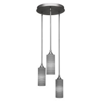 Empire 3 Light Cluster Pendalier Shown In Brushed Nickel Finish With 4 Gray Matrix Glass