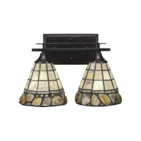 Uptowne 2 Light Bath Bar Shown In Dark Granite Finish With 7 Cobblestone Art Glass