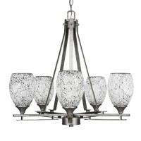 Uptowne 5 Light Chandelier Shown In Aged Silver Finish With 5