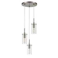 Linea Di Liara Effimero 3-Light Cluster Pendant Lights Stairwell Lighting Small Chandelier Brushed Nickel Modern Chandelier Light Fixture Foyer Chandeliers Entryway High Ceiling Staircase Lights