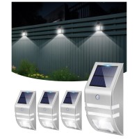 Solar Fence Lights Outdoor Waterproof Led, Solar Motion Sensor Deck Lights Stainless Steel, Solar Step Wall Lights Outside Decorative For Yard Patio Stair Rail, Warm Light, Pack Of 4