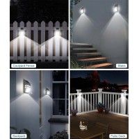 Solar Fence Lights Outdoor Waterproof Led, Solar Motion Sensor Deck Lights Stainless Steel, Solar Step Wall Lights Outside Decorative For Yard Patio Stair Rail, Warm Light, Pack Of 4