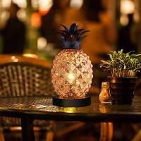 Mercury Glass Pineapple Lamp, Golden Glass Table Lamp For Bedroom, Dresser, Living Room, Office, Bookstore, Kids Room, Coffee Table, Festival Decor And Gift (Gold)